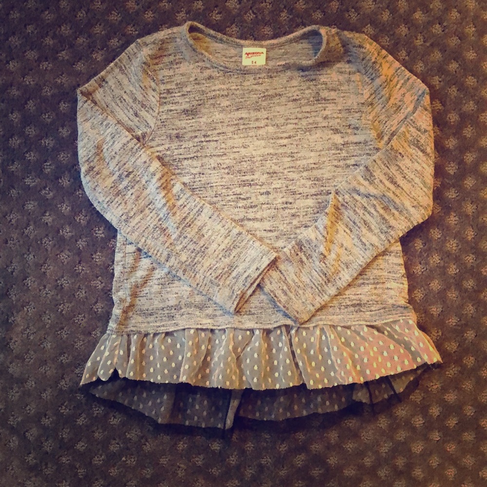 Grey ruffle long sleeved shirt